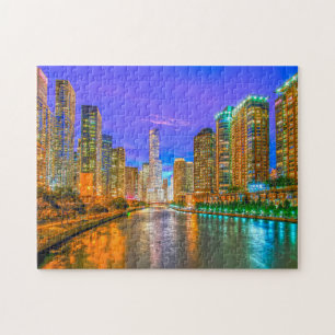 Chicago Illinois Straßenszene. Puzzle