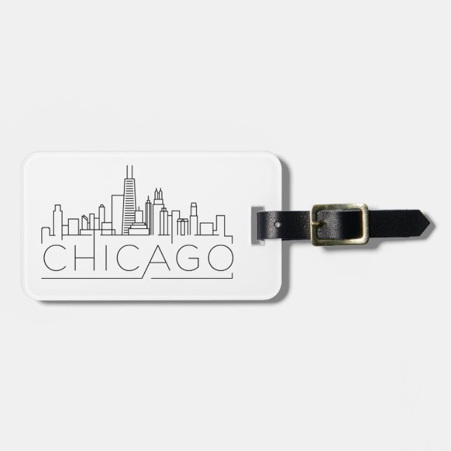 Chicago, Illinois Stylized Skyline Luggage Gepäckanhänger (Vorderseite horizontal)