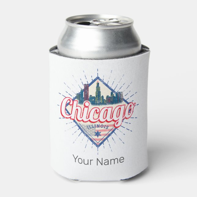Chicago Illinois United Staaten Retro Skyline USA Dosenkühler (Kanne Vorderseite)