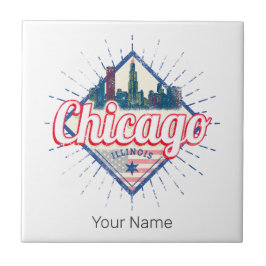 Chicago Illinois United Staaten Retro Skyline USA Fliese