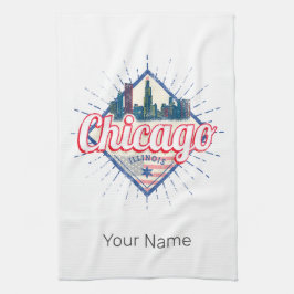 Chicago Illinois United Staaten Retro Skyline USA Geschirrtuch