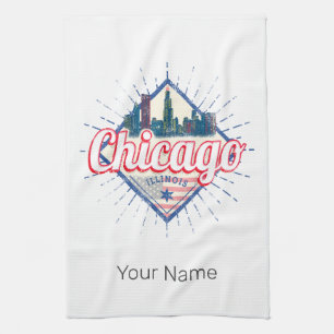 Chicago Illinois United Staaten Retro Skyline USA Geschirrtuch