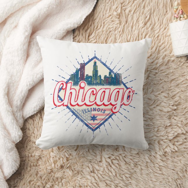 Chicago Illinois United Staaten Retro Skyline USA Kissen (Decke)