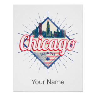 Chicago Illinois United Staaten Retro Skyline USA Poster