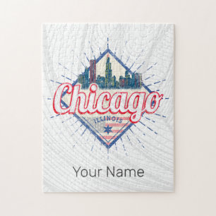 Chicago Illinois United Staaten Retro Skyline USA Puzzle