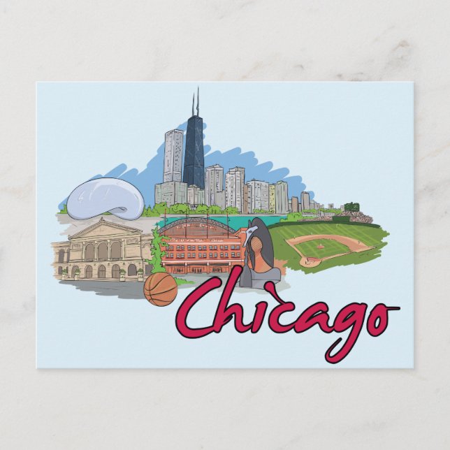 Chicago, Illinois, US berühmte Postkarte (Vorderseite)