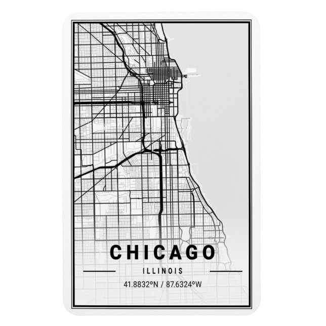 Chicago Illinois USA City Travel City Map Magnet (Vertikal)
