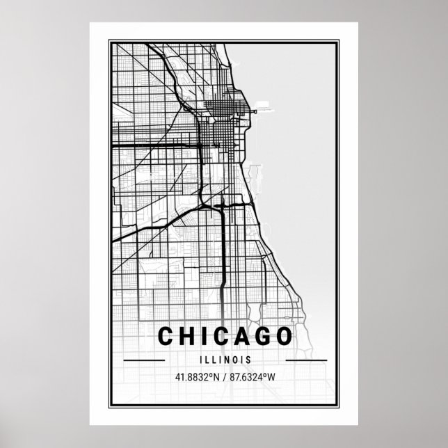 Chicago Illinois USA City Travel City Map Poster (Vorne)