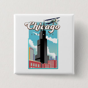 Chicago Illinois USA Reiseplakat Button