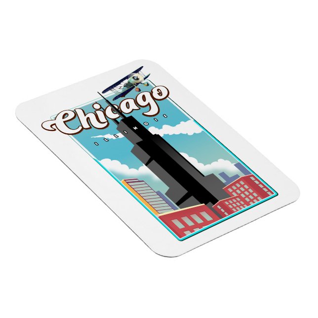 Chicago Illinois USA Reiseplakat Magnet (Rechte Seite)