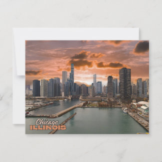 Chicago Illinois View während der Sunset Postkarte