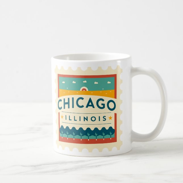 Chicago Illinois Vintag Design Kaffeetasse (Rechts)
