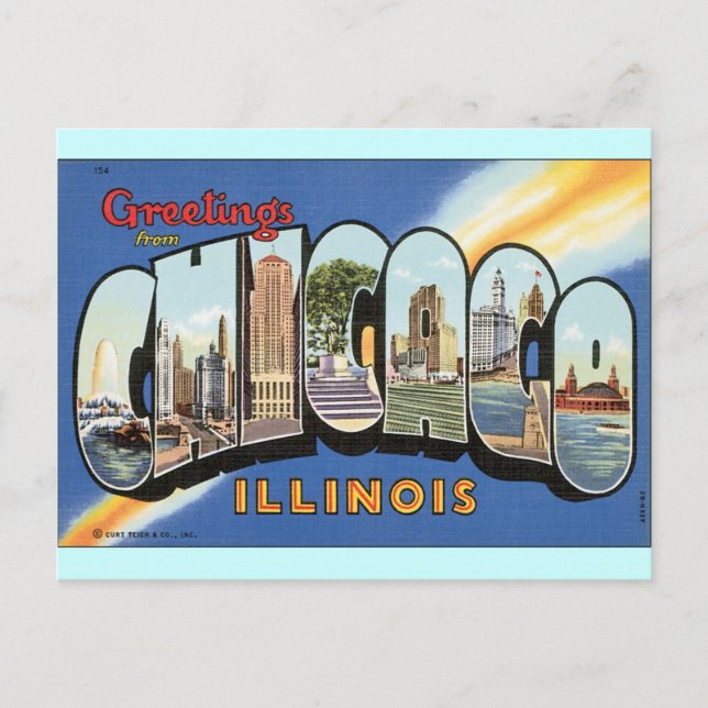 Chicago Illinois Vintag Postcard Postkarte (Vorderseite)