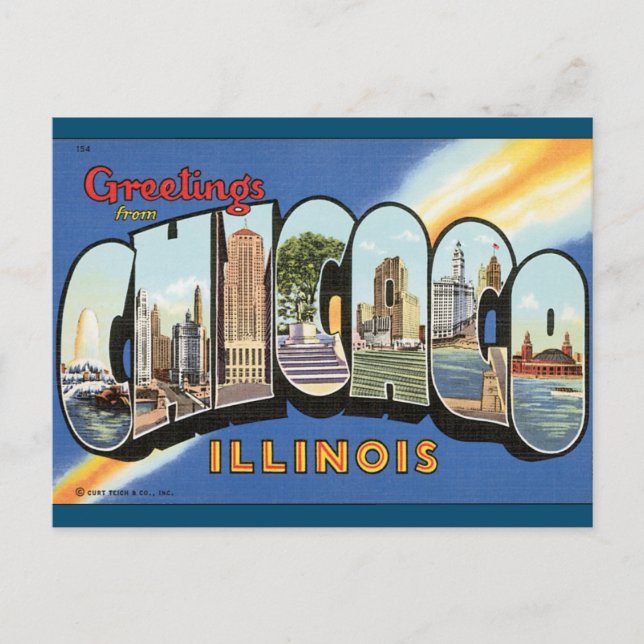 Chicago Illinois Vintag Postcard Postkarte (Vorderseite)