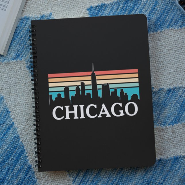 Chicago Illinois Vintag Retro Sunset Skyline Notizblock (Chicago Illinois Skyline notebook)