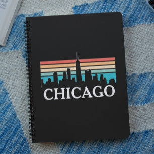 Chicago Illinois Vintag Retro Sunset Skyline Notizblock