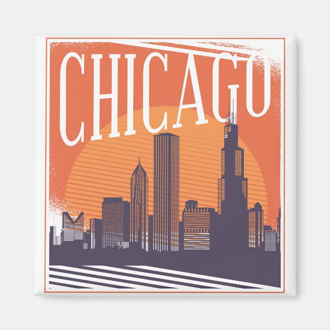 Chicago Illinois Vintag Skyline Magnet (Vorne)