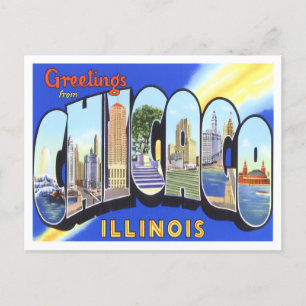 Chicago, Illinois Vintage Große Buchstaben Postkar Postkarte