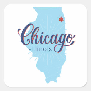 Chicago Illinois Vintage Karte Quadratischer Aufkleber