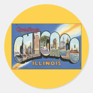 Chicago Illinois Vintage-Postkarte Runder Aufkleber