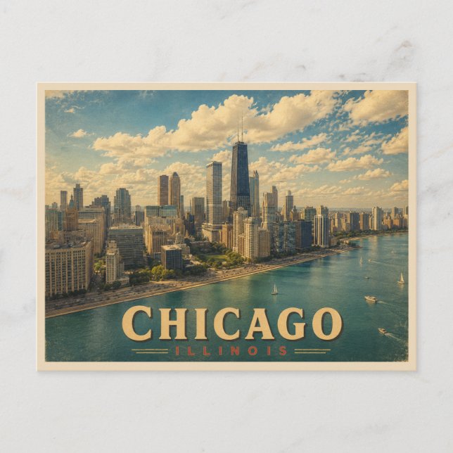 Chicago Illinois Vintage Reise Postkarte (Vorderseite)