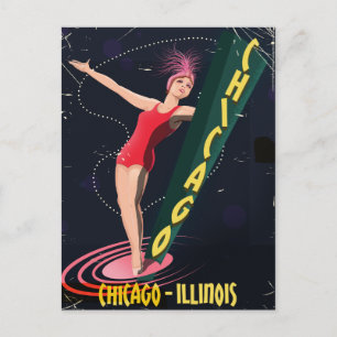 Chicago Illinois Vintage-Reiseplakat Postkarte