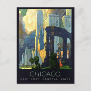 Chicago Illinois Vintage Reiseposter 1920er Jahre Postkarte