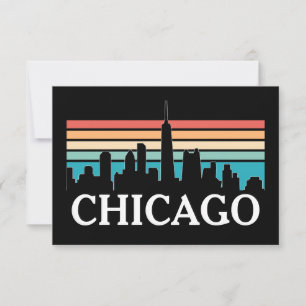 Chicago Illinois Vintage Retro Sonnenuntergang Sky Karte