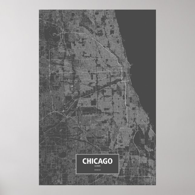 Chicago, Illinois (weiß auf schwarz) Poster (Vorne)