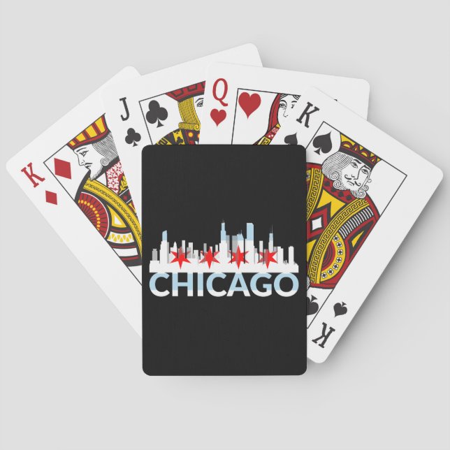 Chicago Illinois Windy City 4 Stars Chi Town Logo Spielkarten (Rückseite)