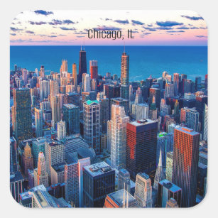 Chicago, Illinois Wolkenkratzer Quadratischer Aufkleber