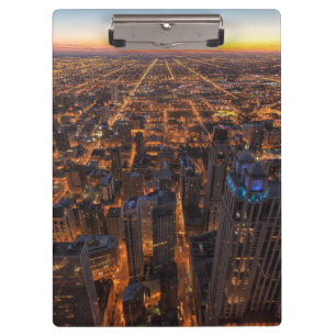 Chicago im Stadtzentrum gelegen am Sonnenuntergang Klemmbrett