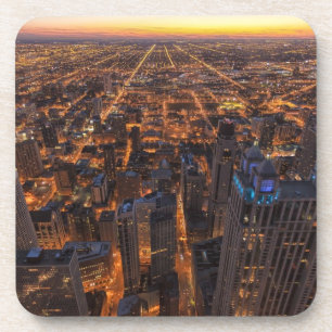 Chicago im Stadtzentrum gelegen am Sonnenuntergang Untersetzer