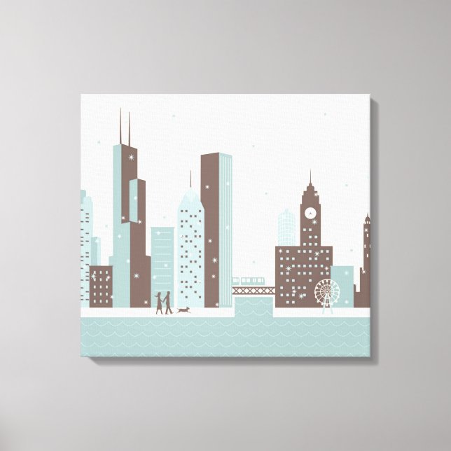 Chicago im Winter Leinwanddruck (Vorderseite)
