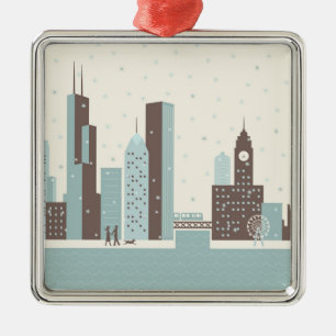 Chicago im Winter Ornament Aus Metall