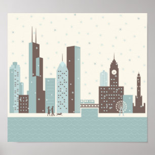 Chicago im Winter Poster
