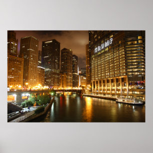 Chicago in der Nacht Poster