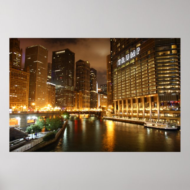 Chicago in der Nacht Poster (Vorne)