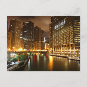 Chicago in der Nacht Postkarte
