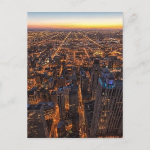 Chicago Innenstadt bei Sonnenuntergang Postkarte