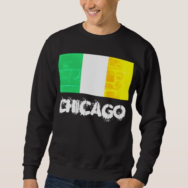 Chicago Ireland-Erbe mit irischer Flagge Sweatshirt (Vorderseite)