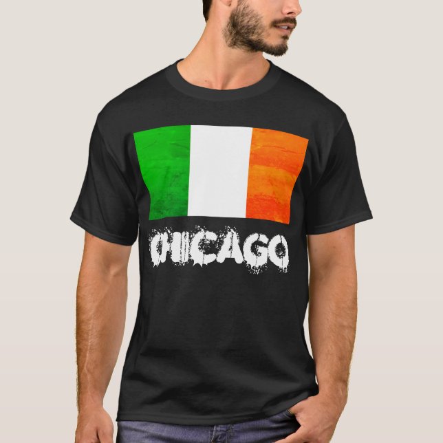 Chicago Irish Pride mit irischer Flagge T-Shirt (Vorderseite)