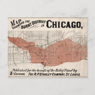 Chicago Karte ab 1871 nach dem Feuer wiederhergest