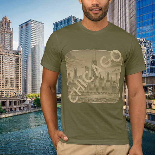 Chicago Khaki Tan Name Graphic T - Shirt (Von Creator hochgeladen)