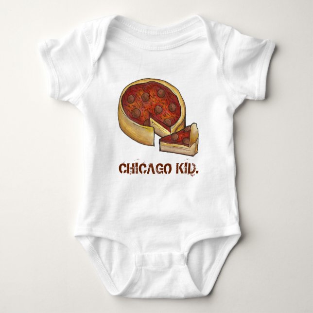 CHICAGO KID Illinois Deep Dish Pepperoni Pizza Baby Strampler (Vorderseite)