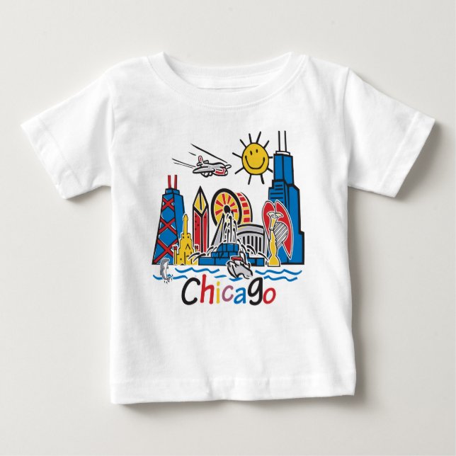 Chicago Kids Skyline Baby T-shirt (Vorderseite)