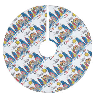 Chicago Kids Skyline Polyester Weihnachtsbaumdecke