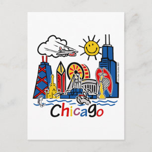 Chicago Kids Skyline Postkarte