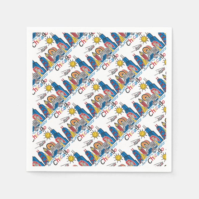 Chicago Kids Skyline Serviette (Vorderseite)
