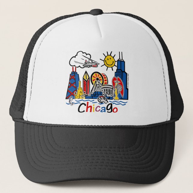 Chicago Kids Skyline Truckerkappe (Vorderseite)